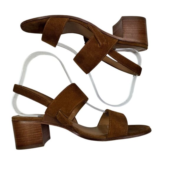 Soludos Farah Camel/Brown Suede Block Heel Strappy Sandal Women's Size 7.5 - Picture 3 of 10